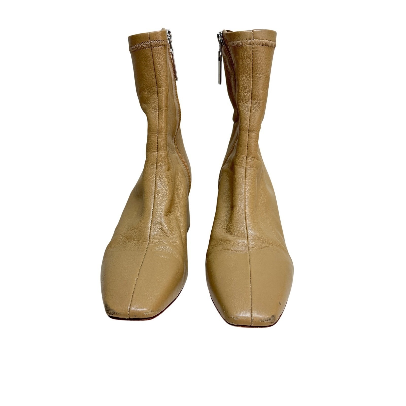 Daniella Shevel Milani Low Heel Stretch Bootie Creamy Camel Leather Women 38 7.5 — image 3 of 8